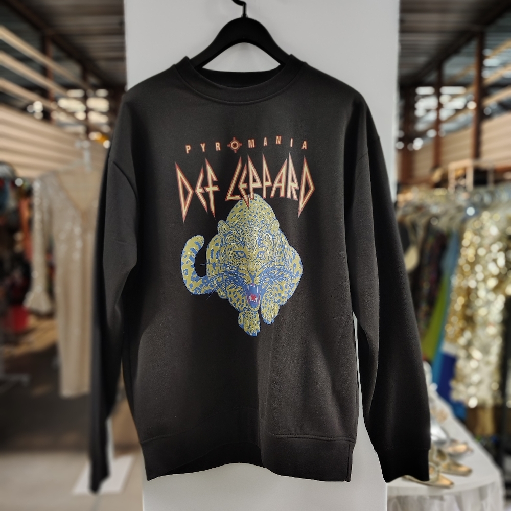 Def Leppard Pyromania Long Sleeve Sweatshirt | Black Washed | Size XL